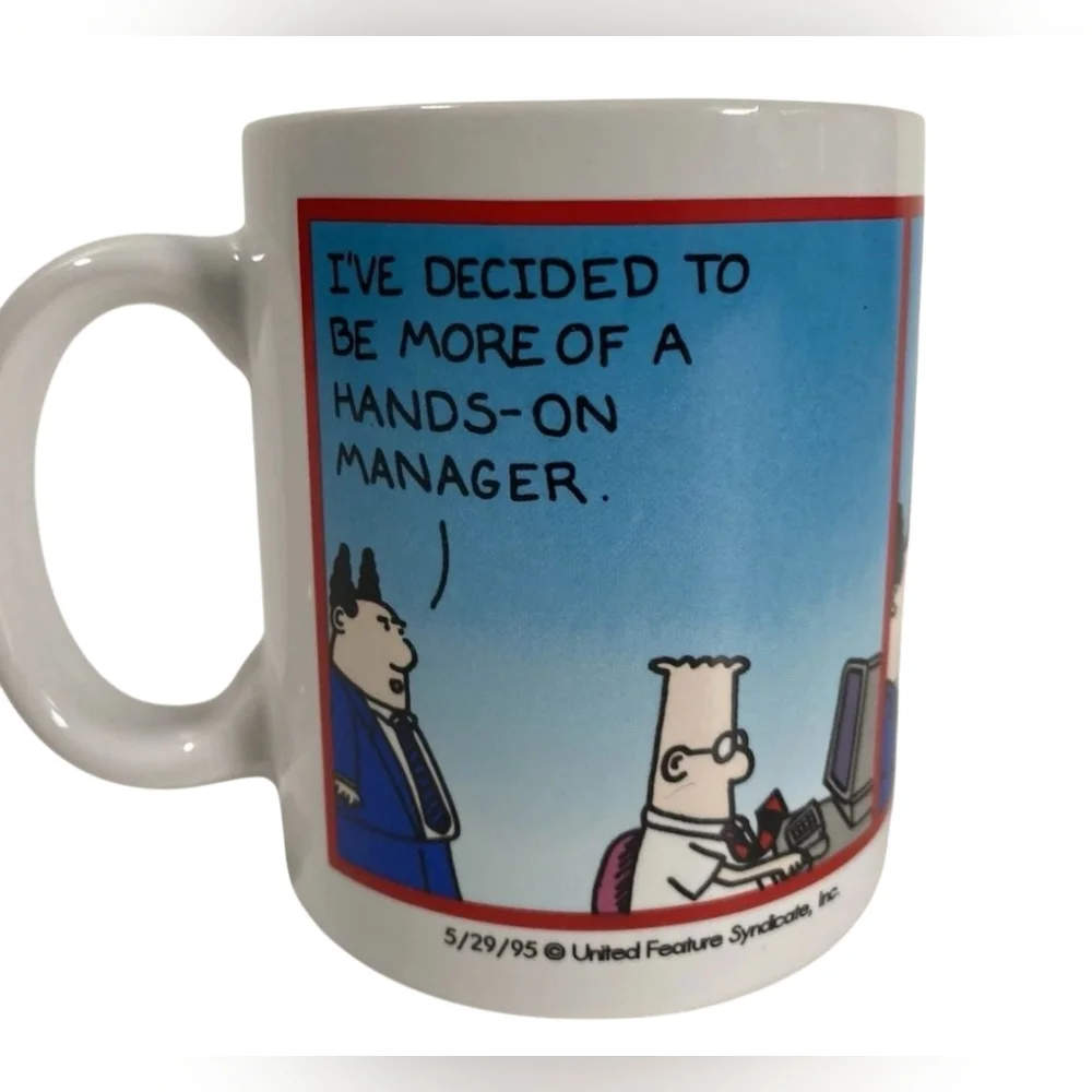 Vintage 1995 Dilbert Coffee Mug Cup Funny Humor Scott Adams Oz - Picture 1 of 6